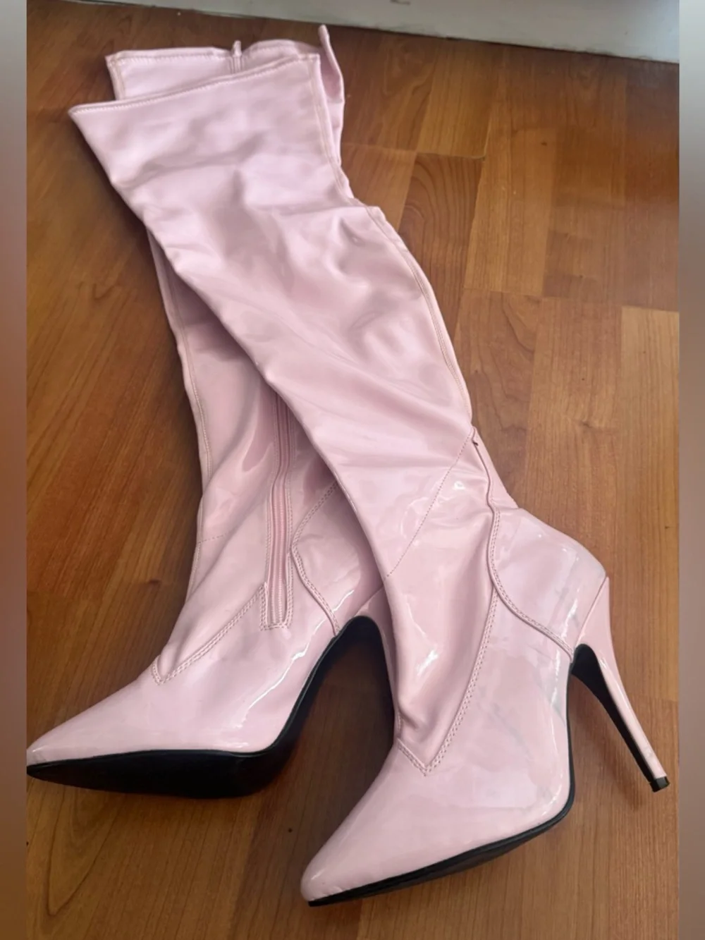 Baby Pink Over the Knee Stiletto Boots (US 8)